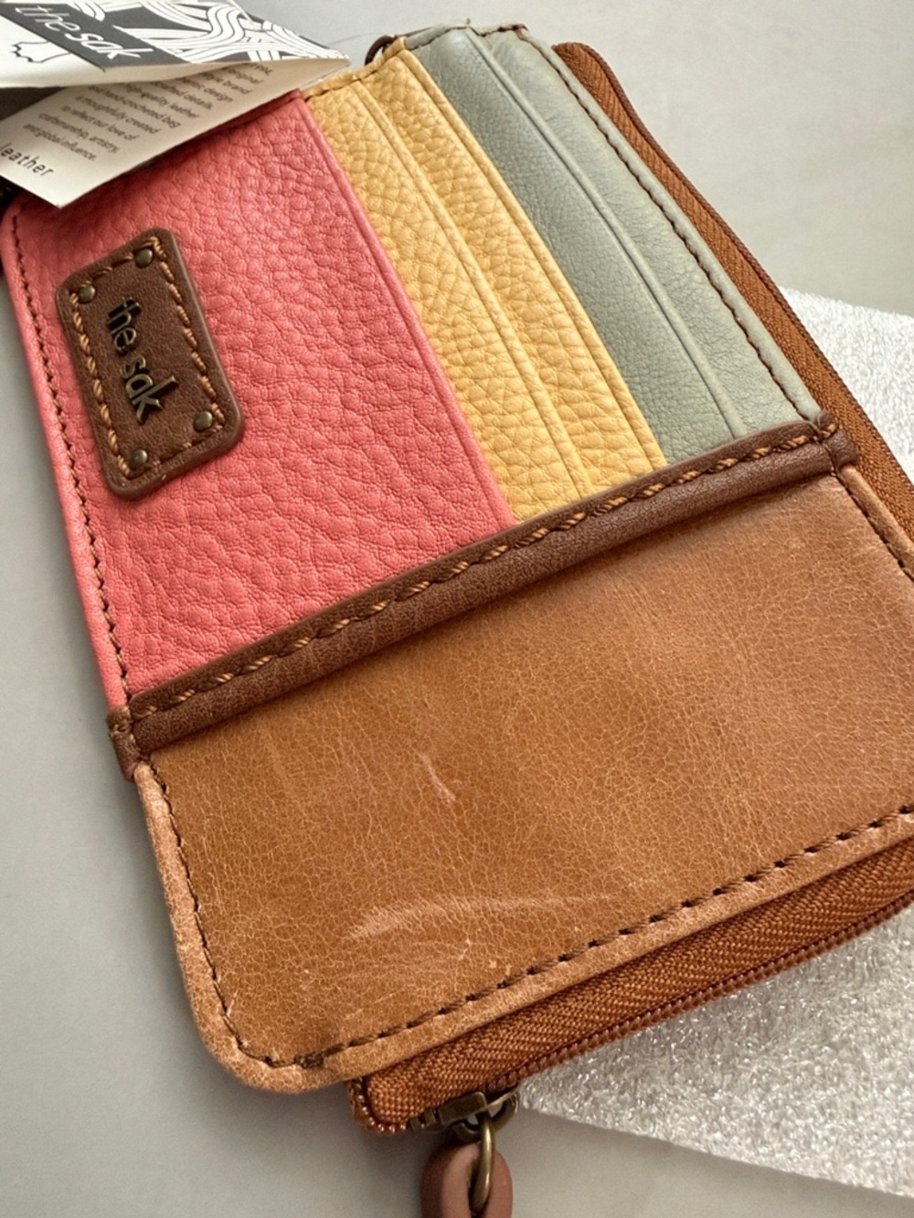 The Sak Colorblock Leather Zip Card Wallet Keychain - "Iris" - Picture 4 of 9